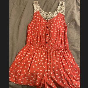 Girls Rue21 pink romper with bird accents